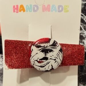 Red Glitter Bulldog Hair Clip Set
